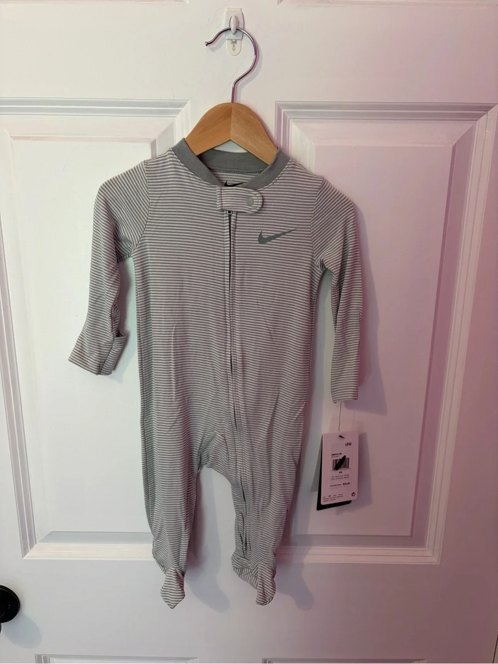 Nike Baby Striped Mica Green Footed One-Piece